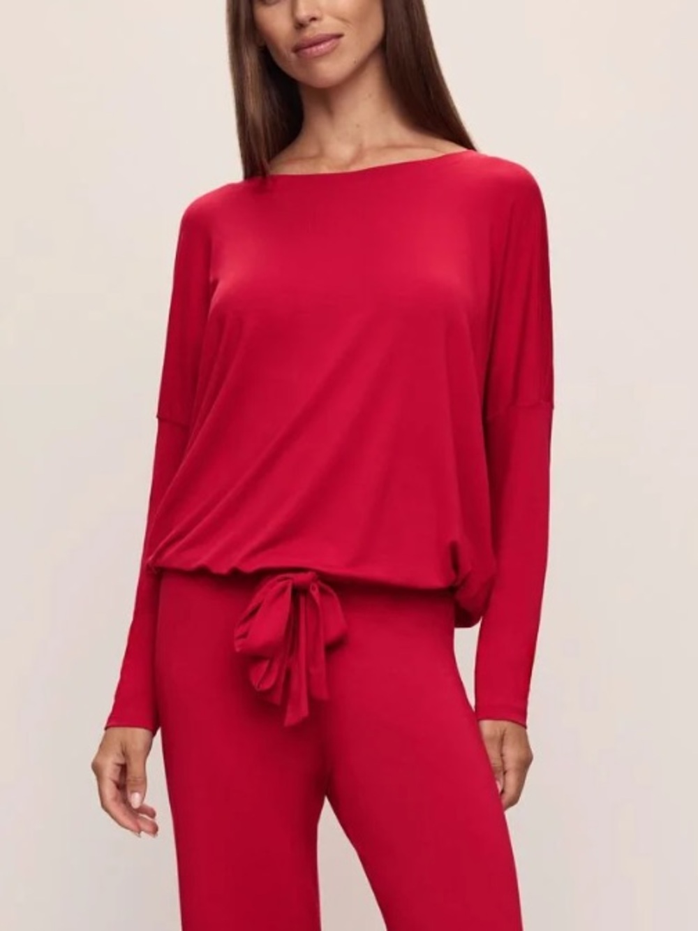 Eberjey NWT Giselle slouchy tencel tie pajama top dark red sz small TOP ONLY